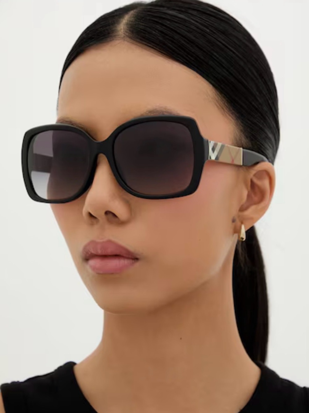 Burberry Black Sunglasses with Gray Gradient Lenses and Signature Check Temples